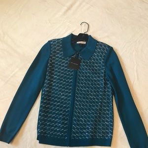 NEW St. John STUNNING Long Sleeve Zip Up Sweater